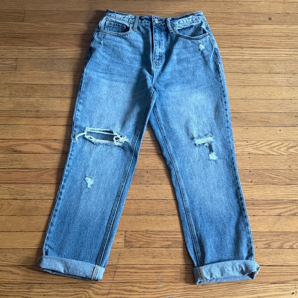 Cello Women's Straight Leg Blue Jeans Size 5 (juniors)casual, denim, distressed